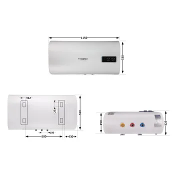 Водонагреватель электрический Thermo Alliance 100 л плоский горизонтальный, мокрый ТЭН 2 кВт (0,8+1,2) DT100H20G(PD)