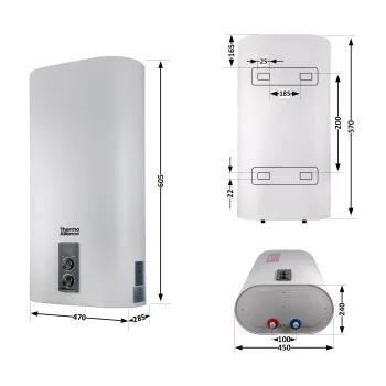 Водонагреватель электрический Thermo Alliance 30 л плоский вертикальный, мокрый ТЭН 2 кВт (0,8+1,2) DT30V20G(PD)/2