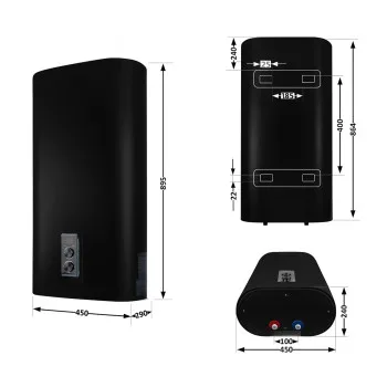 Водонагреватель электрический Thermo Alliance 50 л, Black, плоский, вертикальный, сухой ТЭН 2 кВт (0,8+1,2) DT50V20GPDD2B