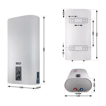 Водонагреватель электрический Thermo Alliance 80 л плоский вертикальный, сухой ТЭН 2 кВт (0,8+1,2) DT80V20G(PD)-D/2