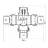 Кран триходовий розподільний без термоголовки Thermo Alliance Forte (M30x1,5; 30-70°С) 1