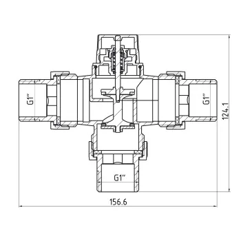 Кран триходовий розподільний без термоголовки Thermo Alliance Forte (M30x1,5; 30-70°С) 1
