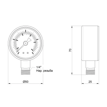 Манометр Thermo Alliance Standart 50 мм 1/4