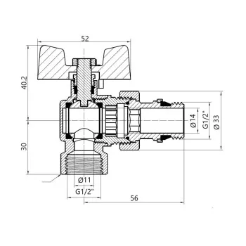 Кран Американка Thermo Alliance Standart з антипротіканням кутовий 1/2 PN40 конус SD901NW15PN40