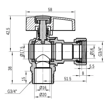 Кран шаровой Thermo Alliance Standart 3/4