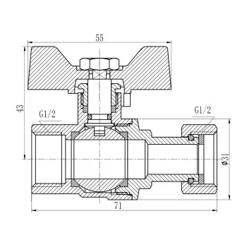 Кран шаровой с накидной гайкой Thermo Alliance Forte 1/2