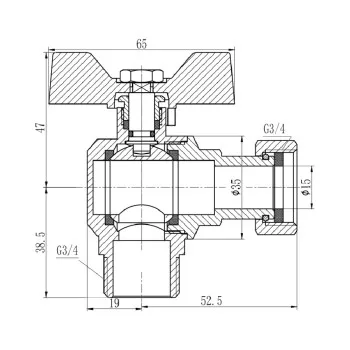 Кран шаровой с накидной гайкой Thermo Alliance Forte 3/4