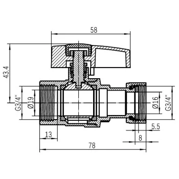 Кран шаровой Thermo Alliance Standart 3/4