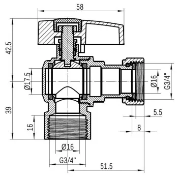 Кран шаровой Thermo Alliance Standart 3/4
