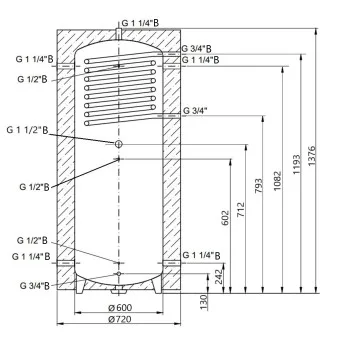Теплоакумулятор Thermo Alliance TAI-10 350 з теплообмінником 1,4 кв. м з ізоляцією 60 мм