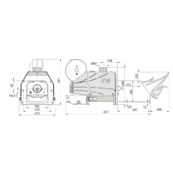 Горелка пеллетная шамотированая Thermo Alliance Evo 75C кВт в комплекте с шнеком 1.5м