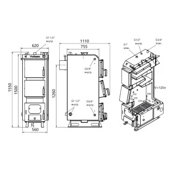 Котел твердотопливный стальной Thermo Alliance Vulcan V 5.0 SF 35