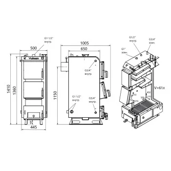 Котел твердотопливный стальной Thermo Alliance Vulcan V 5.0 SF 15