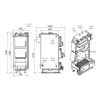 Котел твердотопливный стальной Thermo Alliance Vulcan V 5.0 SF 18