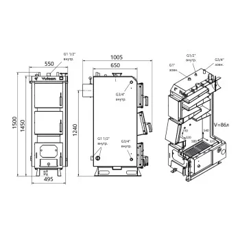 Котел твердотопливный стальной Thermo Alliance Vulcan V 5.0 SF 20