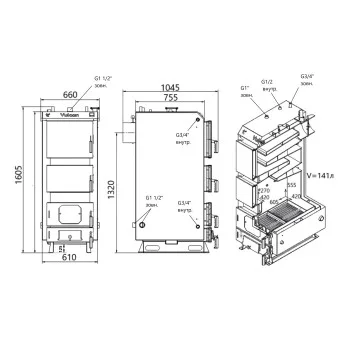 Котел твердотопливный стальной Thermo Alliance Vulcan V 5.0 SF 40