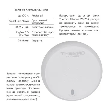 ZigBee Бездротовий датчик диму ZB-ZSA