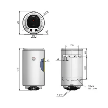 Электрический водонагреватель Thermo Alliance Spectra 150 л вертикальный, мокрий ТЕН 2,0 кВт, d 435 мм