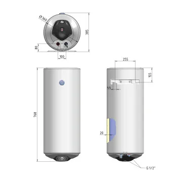 Электрический водонагреватель Thermo Alliance Spectra slim 50 л вертикальный, сухие ТЕН 1,6 кВт, d 360 мм