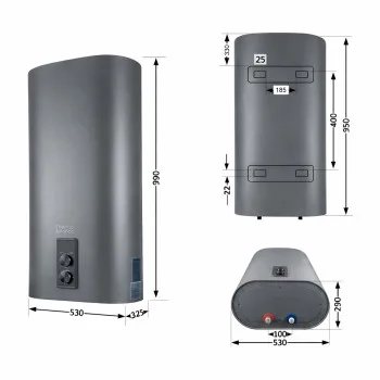 Водонагреватель электрический Thermo Alliance 80 л, Grey,  плоский вертикальный, сухой ТЭН 2 кВт (0,8+1,2) DT80V20GPDD2G