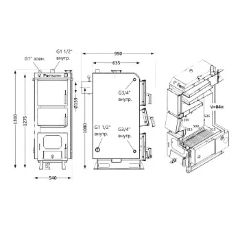 Котел твердотопливный стальной Thermo Alliance Ferrum Plus V 5.0 FSF+ 20