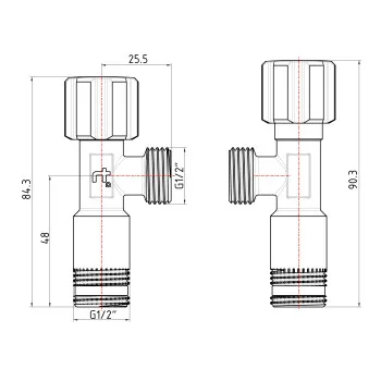 Кран угловой Thermo Alliance Forte вентельный 1/2