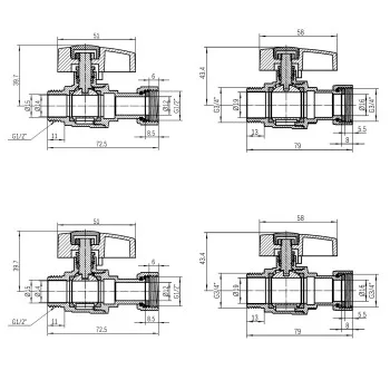Комплект прямих кранів Thermo Alliance Standart 1/2