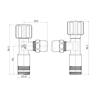Кран угловой Thermo Alliance Forte вентельный 1/2